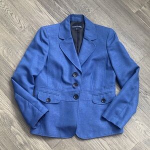 Evan Picone | Vintage Royal Blue Metallic Tailored Three Button Blazer Size 10
